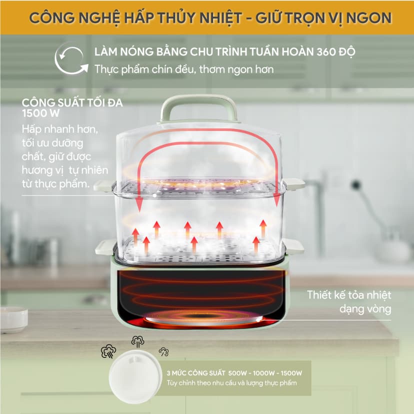 Ảnh Nồi Hấp Đa Năng BlueStone MPB-7235 - 1500W - Hấp 12 Lít - Lòng nồi 3 Lít 4