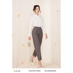 Thumbnail Áo sơ mi thô trắng tay lửng túi ngực thiết kế Elise FS2307032TLWOWH 1