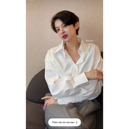 Thumbnail Áo sơ mi trắng nữ GILLEE dáng oversized, sơ mi form rộng vải kate Mỹ thanh lịch FAS291 3
