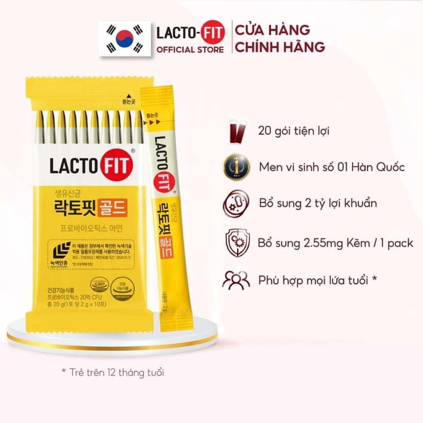Ảnh 10 Gói Men Vi Sinh LACTO-FIT GOLD Bổ Sung Lợi Khuẩn Cải Thiện Đường Ruột Khỏe Mạnh (10 gói x 2g) 1