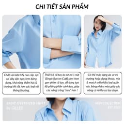 Thumbnail Áo sơ mi nữ dài tay GILLEE dáng oversized, sơ mi form rộng nhiều màu công sở vải kate Mỹ chống nhăn FAS291 2