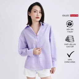 Thumbnail Áo sơ mi nữ GILLEE dáng oversized, sơ mi form rộng vải kate Mỹ tím pastel FAS293 1