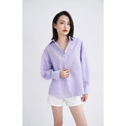 Thumbnail Áo sơ mi nữ GILLEE dáng oversized, sơ mi form rộng vải kate Mỹ tím pastel FAS293 4