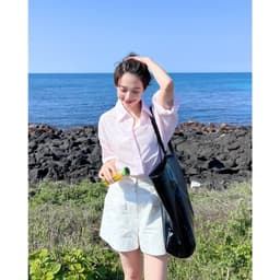 Thumbnail Áo sơ mi nữ pastel GILLEE sơ mi dáng oversized, sơ mi form rộng vải kate Mỹ tone màu pastel chống nhăn, thấm hút FAS293 3