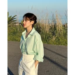 Thumbnail Áo sơ mi nữ pastel GILLEE sơ mi dáng oversized, sơ mi form rộng vải kate Mỹ tone màu pastel chống nhăn, thấm hút FAS293 4