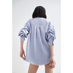 Thumbnail Áo sơ mi nữ GILLEE dáng oversized, sơ mi form rộng vải kate Mỹ thanh lịch tone xanh dễ phối đồ 3