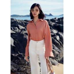 Thumbnail Áo sơ mi nữ GILLEE chất cotton dáng oversized, sơ mi form rộng vải cotton thấm hút, tôn dáng FAS333 4