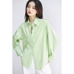 Thumbnail Áo sơ mi nữ GILLEE sơ mi dáng oversized, sơ mi form rộng vải kate Mỹ thanh lịch tone xanh lá năng động 2