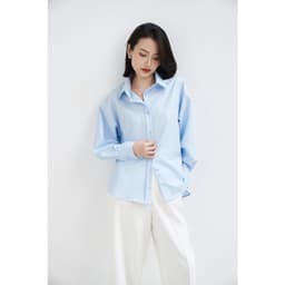 Thumbnail Áo sơ mi nữ GILLEE dáng oversized, sơ mi form rộng vải kate Mỹ thanh lịch tone xanh dễ phối đồ 2