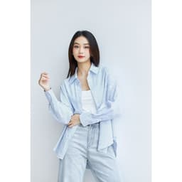 Thumbnail Áo sơ mi kẻ sọc nữ GILLEE sơ mi Hàn Quốc dáng oversized, sơ mi form rộng vải kate Mỹ chống nhăn, thấm hút FAS325 3