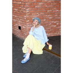 Thumbnail Áo sơ mi nữ GILLEE sơ mi trơn dáng oversized, sơ mi form rộng vải kate Mỹ xanh pastel chống nhăn FAS293 3