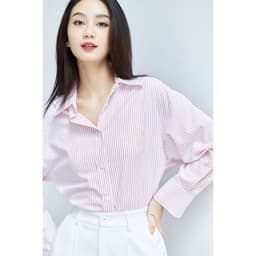 Thumbnail Áo sơ mi kẻ sọc nữ GILLEE sơ mi Hàn Quốc dáng oversized, sơ mi form rộng vải kate Mỹ chống nhăn, thấm hút FAS325 2