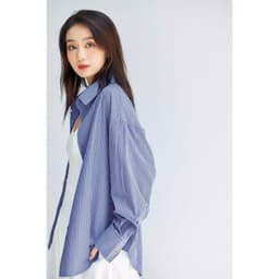 Thumbnail Áo sơ mi kẻ sọc nữ GILLEE dáng oversized, sơ mi form rộng vải kate Mỹ cao cấp chống nhăn, thấm hút tốt FAS294 4