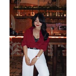 Thumbnail Áo sơ mi nữ GILLEE dáng oversized, sơ mi form rộng vải kate Mỹ Đỏ Đô FAS291 3