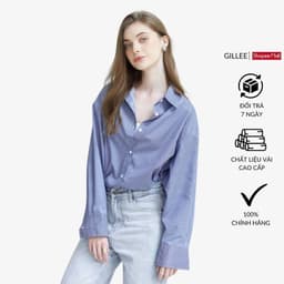 Thumbnail Áo sơ mi kẻ sọc nữ GILLEE dáng oversized, sơ mi form rộng vải kate Mỹ chống nhăn, thấm hút tốt FAS307 1