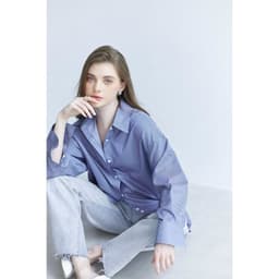 Thumbnail Áo sơ mi kẻ sọc nữ GILLEE dáng oversized, sơ mi form rộng vải kate Mỹ chống nhăn, thấm hút tốt FAS307 2