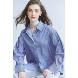 Thumbnail Áo sơ mi kẻ sọc nữ GILLEE dáng oversized, sơ mi form rộng vải kate Mỹ chống nhăn, thấm hút tốt FAS307 4