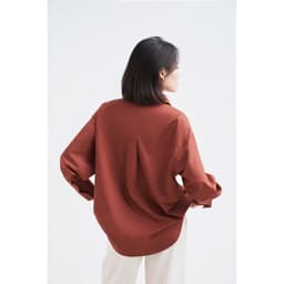 Thumbnail Áo sơ mi nữ GILLEE dáng oversized, sơ mi trơn tay dài vải kate Mỹ màu đỏ gạch sang trọng quý phái FAS291 2