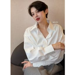 Thumbnail Áo sơ mi nữ dài tay GILLEE dáng oversized, sơ mi form rộng nhiều màu công sở vải kate Mỹ chống nhăn FAS291 4