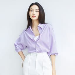 Thumbnail Áo sơ mi nữ GILLEE sơ mi dáng oversized, sơ mi form rộng vải kate Mỹ tone tím sang trọng, quý phái 2