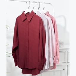 Thumbnail Áo sơ mi nữ GILLEE sơ mi dáng rộng oversized, sơ mi form rộng vải kate Mỹ thanh lịch tone đỏ thanh lịch, may mắn 1