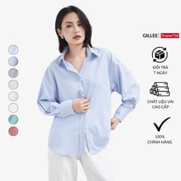 Thumbnail Áo sơ mi nữ tay dài GILLEE sơ mi kẻ sọc oversized nhiều màu, sơ mi form rộng cao cấp chống nhăn FAS292 1
