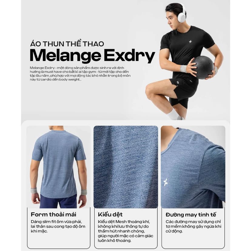 Ảnh Áo thun thể thao Melange Exdry thấm hút và nhanh khô Coolmate 1