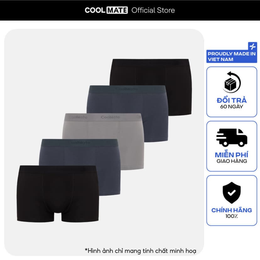 Ảnh Combo 5 quần lót sịp nam Trunk Cotton co giãn thoải mái Coolmate (màu ngẫu nhiên) 1