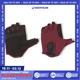 Thumbnail Găng tay tập tạ thoáng khí cho nữ đỏ sẫm DECATHLON DOMYOS mã 8595216 2