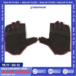 Thumbnail Găng tay tập tạ thoáng khí cho nữ đỏ sẫm DECATHLON DOMYOS mã 8595216 1