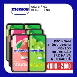Thumbnail COMBO Kẹo ngậm không đường Mentos Hương Đào/Nho Bạc Hà (hộp nhựa) mang đến hơi thở tươi mát 3
