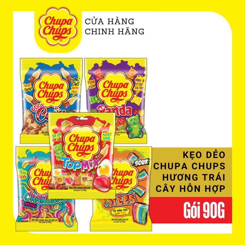 Ảnh Kẹo dẻo Chupa Chups (Gói 56g/90g/160g) hương trái cây hỗn hợp, hương cola mang đến vị ngọt, vị chua và đa dạng hình dáng 3