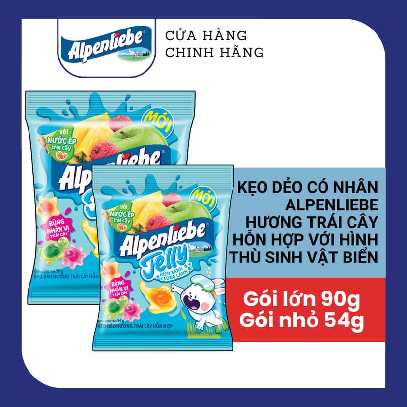 Ảnh COMBO Kẹo dẻo có nhân Alpenliebe hương trái cây hỗn hợp Biển Xanh Long Lanh, Ong Óng Ánh và Tim Đào Ngọt Ngào 4