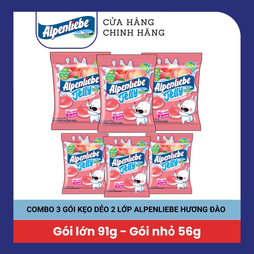 Ảnh COMBO Kẹo dẻo có nhân Alpenliebe hương trái cây hỗn hợp Biển Xanh Long Lanh, Ong Óng Ánh và Tim Đào Ngọt Ngào 3