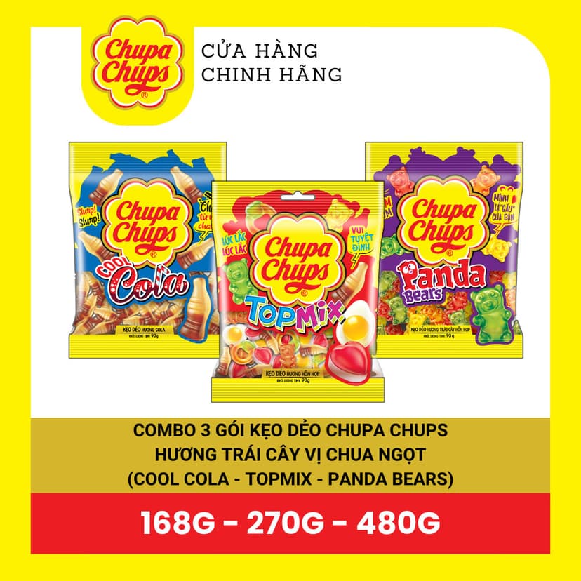 Ảnh COMBO Kẹo dẻo Chupa Chups hương trái cây hỗn hợp, hương cola mang đến vị ngọt, vị chua và đa dạng hình dáng 3