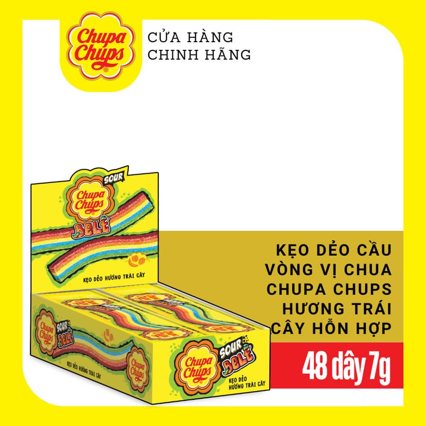 Ảnh Kẹo dẻo vị chua Chupa Chups hương trái cây hỗn hợp và kẹo dẻo vị chua hình ống hương cola và dâu 2