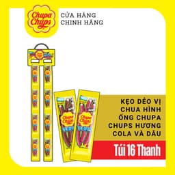 Thumbnail Kẹo dẻo vị chua Chupa Chups hương trái cây hỗn hợp và kẹo dẻo vị chua hình ống hương cola và dâu 4