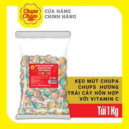 Thumbnail Kẹo mút Chupa Chups Hương trái cây hỗn hợp (Gói 60 que), kẹo mút tô màu lưỡi hương Dâu và Cola (Gói 58 que) 2