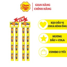 Thumbnail COMBO Hộp Kẹo dẻo vị chua Chupa Chups hương trái cây hỗn hợp và dạng ống Hương Dâu và Cola 2
