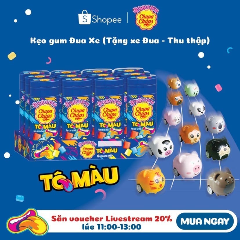 Ảnh Kẹo cao su thổi Chupa Chups Bubblegum Tô Màu lưỡi (Vỉ 12 Hộp) 1