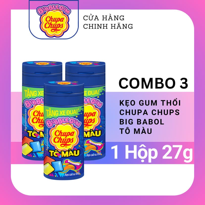 Ảnh Kẹo cao su thổi Chupa Chups Bubblegum Tô Màu lưỡi (Vỉ 12 Hộp) 2