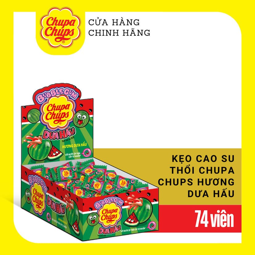 Ảnh Hộp Kẹo cao su gum thổi có nhân bên trong Chupa Chups Big Babol hình dáng Dưa Hấu, Trái banh Tennis hương Dứa 2