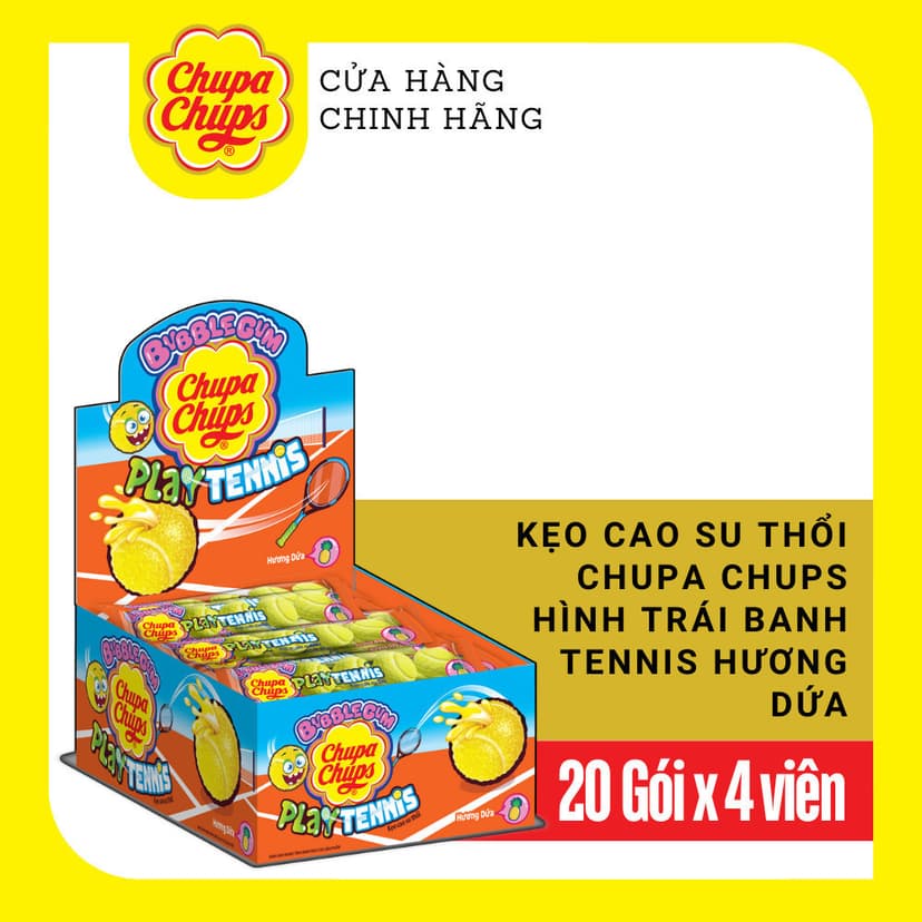 Ảnh Hộp Kẹo cao su gum thổi có nhân bên trong Chupa Chups Big Babol hình dáng Dưa Hấu, Trái banh Tennis hương Dứa 4