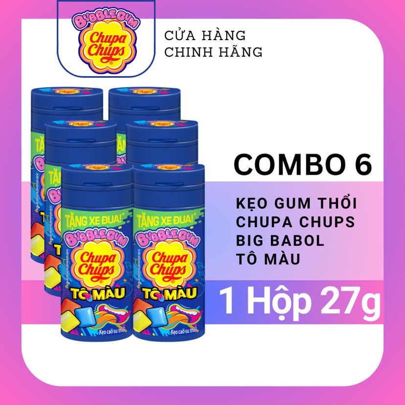 Ảnh Kẹo cao su thổi Chupa Chups Bubblegum Tô Màu lưỡi (Vỉ 12 Hộp) 3