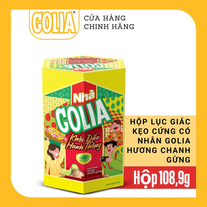 Ảnh Hộp Lục Giác Kẹo Tết - Kẹo Alpenliebe, Mentos, Golia Hương sữa caramen, trái cây hỗn hợp, hương chanh gừng 2