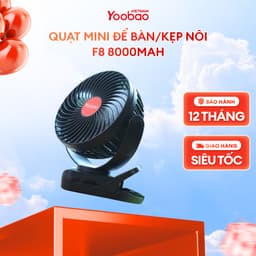 Thumbnail Quạt sạc mini Yoobao F8 để bàn/kẹp nôi 8000mAh 3 tốc độ | Đèn LED + sạc dự phòng | Bảo hành 12 tháng 1