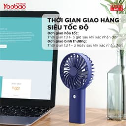 Thumbnail Quạt sạc mini để bàn làm việc YOOBAO F3 6000mAh/3000mAh - có thể chạy 32 giờ - Bảo hành 12 tháng 1