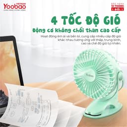 Thumbnail Quạt sạc mini để bàn/ kẹp nôi YOOBAO F04 2500mAh Xoay 720 độ Chạy 16 giờ liên tục | Bảo hành 12 tháng 4