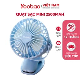 Thumbnail Quạt sạc mini để bàn/ kẹp nôi YOOBAO F04 2500mAh Xoay 720 độ Chạy 16 giờ liên tục | Bảo hành 12 tháng 2