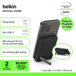 Thumbnail Pin sạc dự phòng không dây Belkin BOOSTCHARGE Magnetic 7.5W 5.000mAh có chân chống, cáp đi kèm C-C 1m - BPD004bt 1